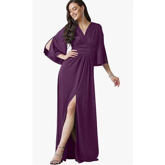 KOH KOH Womens Long Cocktail Evening Short Sleeve Maxi Dress Gown - Picture 1 of 6
